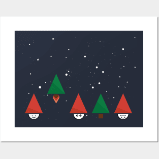 Christmas Tree Rocket and Curious Santa Claus Posters and Art